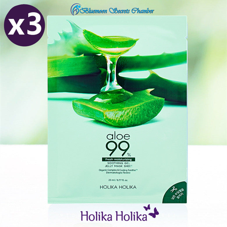Holika Holika Aloe 99% Soothing Gel Jelly Mask Sheet⭐惑丽客 99%天然芦荟舒缓啫喱面膜 aloe vera, Face Mask, skincare, beauty care, moisturizer Bluemoon Secrets Chamber