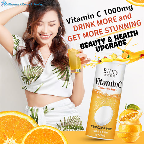 BHK's Vitamin C 1000 + Zinc Effervescent Tablets 3 Tubes/Box (30 Tablets) ⭐ 維他命C1000 發泡錠