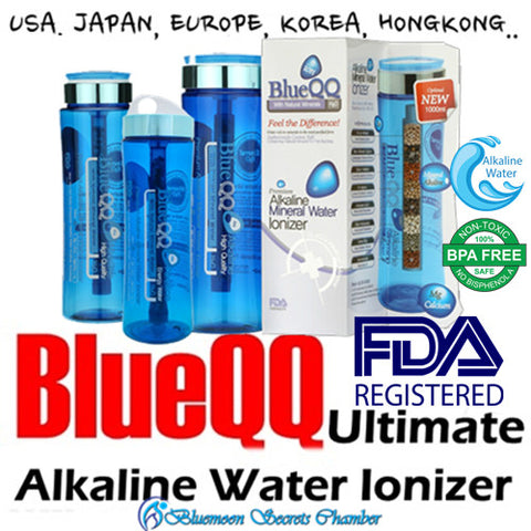 USA BLUEQQ Portable Alkaline Mineral Water Ionizer 700ml/1000ml Bottle/Cartridge★天然礦物質鹼性離子水