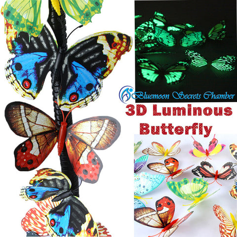 3D Artificial Luminous Glowing  Butterfly Fridge Magnet/3D夜光蝴蝶贴 仿真立体蝴蝶 冰箱贴 客厅卧室墙贴