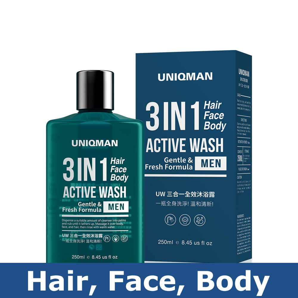 UNIQMAN 3 In 1 Active Wash - Hair Face Body 【Gentle & Fresh】⭐ UW 三合一全效沐浴露 【自信男香】
