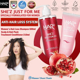HAIR+ She'z Just For Me Women Anti-Hairloss System - Shampoo 500ml | Scalp & Hair Pack Treatment Conditioner 210ml Bluemoon Secrets Chamber Pte Ltd