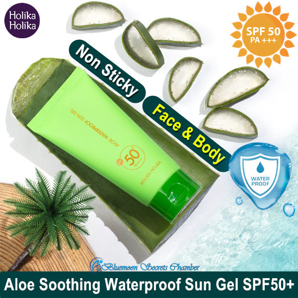 aloe holika holika spf Holika Holika Aloe Soothing Essence Waterproof Sun Gel SPF50+/PA+++ –  Bluemoon Secrets Chamber Pte Ltd