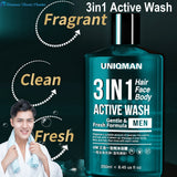UNIQMAN 3 In 1 Active Wash - Hair Face Body 【Gentle & Fresh】⭐ UW 三合一全效沐浴露 【自信男香】